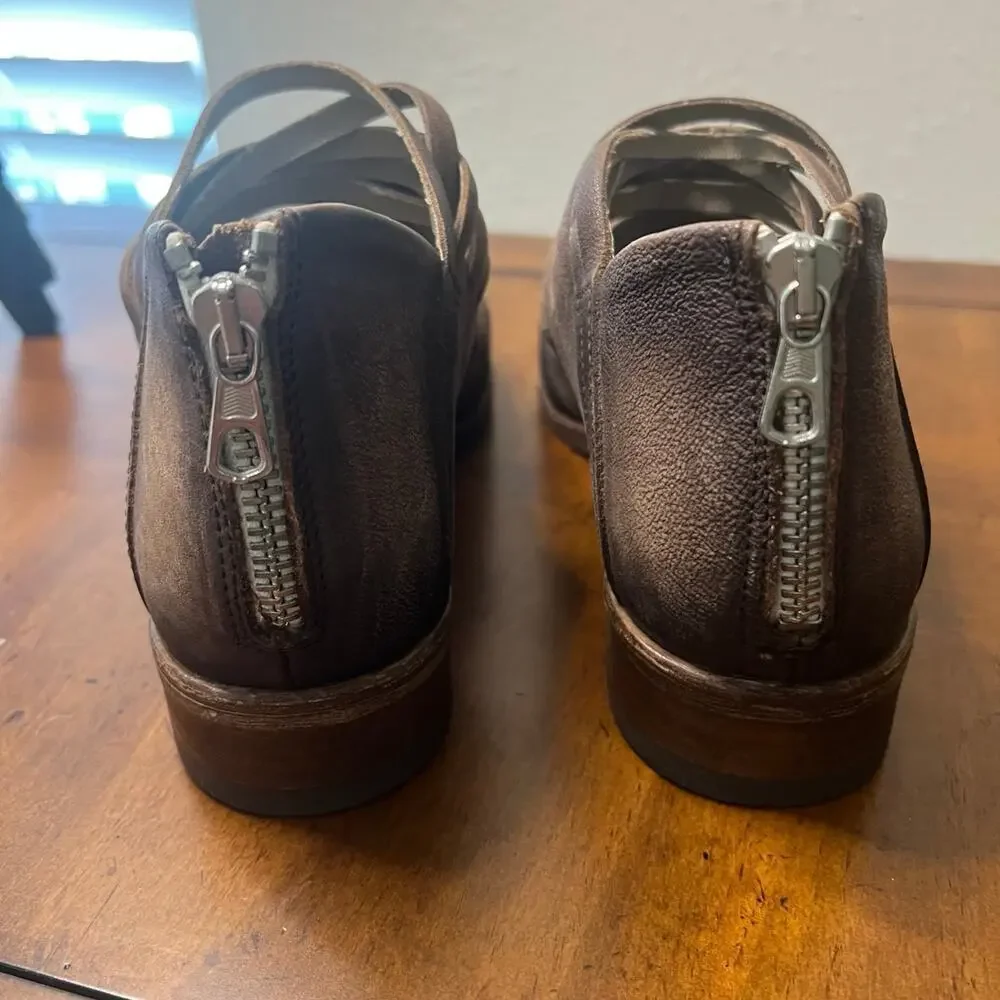 Dark Brown Distressed Free People Booties 38 - Picture 5 of 7